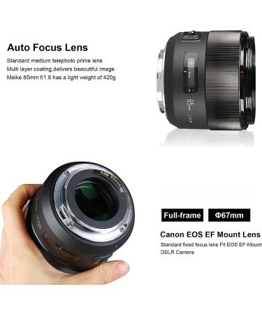 Meike 85mm f1.8 Telephoto Lens for Canon EOS EF Mount Digital SLR Camera | Full Frame Auto Focus | Compatible with APS-C Bodies | 1D 5D3 5D4 6D 7D 70D 550D 80D - Buy Online on SooperMarket.com