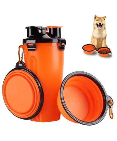 Lenlorry Dog Water Bottle Dog Travel Bowls Water Food Container with Dual Collapsible Dog Bowls Outdoor Pet Bowls for Dog Cat Puppy Kitten Rabbit Walking Hiking Traveling