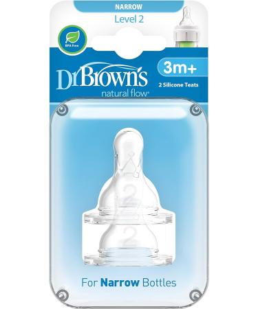 Dr. Brown's Narrow Nipple Set of 2 - Level 2, 3M+ Clear - Buy Online on SooperMarket.com