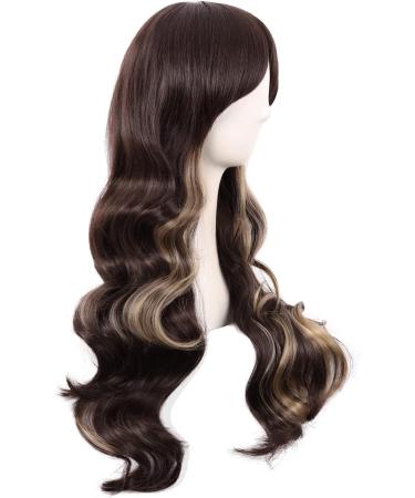MapofBeauty 28 Inch Charming Women Side Bangs Long Curly Synthetic Wig (Brown Mixed Blonde) - Buy Online on SooperMarket.com