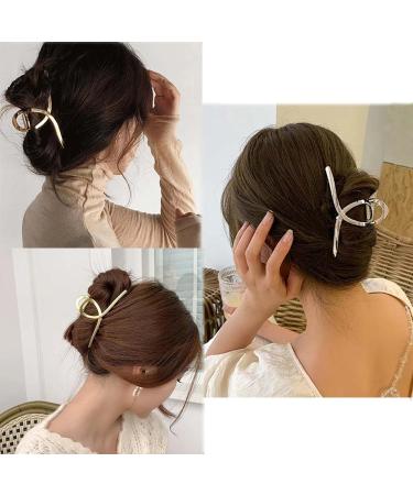 3pcs Metal Strong Hair Claw Clips - Nonslip Large Hair Claw Clip Set for Fashionable Hair Styling - Perfect for Women and Girls with Thin or Thick Hair (Rose Gold, Silver, Gold) - Buy Online on SooperMarket.com