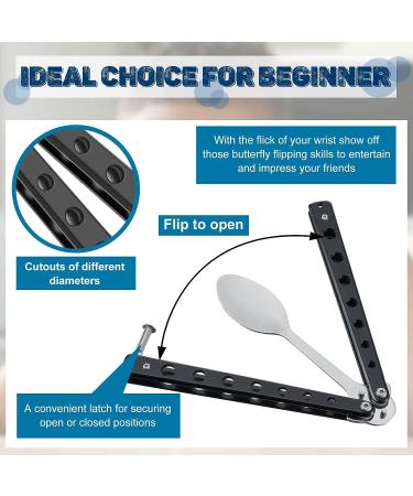 2 Pcs Tactical Stainless Steel Butterfly Fork and Spoon Set - Perfect for Travel, Camping, Hunting, BBQ - Black Color - Buy Online on SooperMarket.com