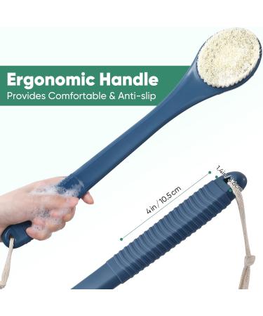 Exfoliating Body Brush Shower Back Scrubber Men Women Elderly - Long Handle Dark Blue - Buy Online on SooperMarket.com