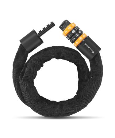 Hongyea bicycle lock 4-digit bike combination lock 100 cm long bicycle chain lock made of high quality steel high safety bike lock for motorcycle bicycle lock children black