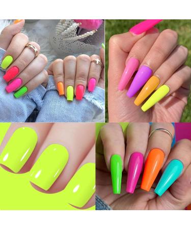 Neon Nail Polish Set - Hot Pink Red Yellow Orange Fluorescent nail Varnish Set for Halloween Party 4 Colors Nail Polish - Quick Dry Nail Varnish Sets for Home DIY Manicure Gifts for Women - Buy Online on SooperMarket.com