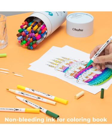 Ohuhu 60 Colors Dual Brush Fine Tips Art Markers - Watercolor Pens for Adults & Kids - Non-Toxic - White Package - Buy Online on SooperMarket.com