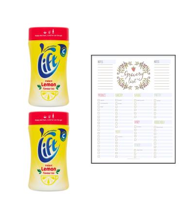 Instant Tea Bundle which Contains Lift Instant Lemon Flavour Tea 150g - Pack of 2 with Grocery List Card