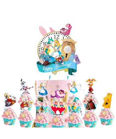 Party Supplies for Alice Cake Topper Cupcake Toppers Theme Birthday Supplies Favors G90