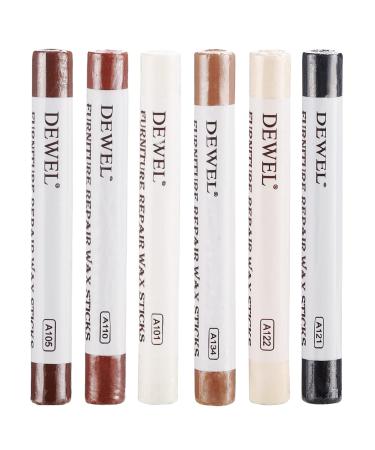 DEWEL Furniture Repair Crayon 6 Colors Wood Filler Sticks Wood Scratch Repair Wax for Filling Scratches Cracks Holes Dents Scuffs Dings - A Simple and Convenient Wooden Repair Solution