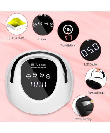 220W LED UV Nail Lamp for Gel Nails | Professional Faster Nail Dryer with 4 Timers | Touch Screen, Portable Handle | Cures Gel Nail Polish | White-Black - Buy Online on SooperMarket.com