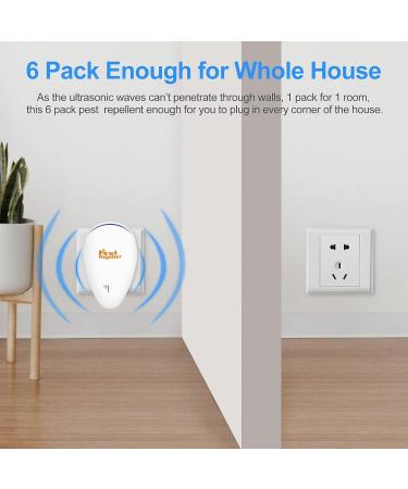 AMIAEDU Ultrasonic Pest Repeller 6 Pack - Indoor Plug-in Repellent for Roach, Spider, Ants, Insect, Rodents - Mouse Control for Home, Kitchen, Warehouse, Hotel - Buy Online on SooperMarket.com