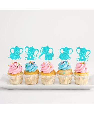 24pcs Blue Elephant Cupcake Toppers It Is A Boy Baby Shower Cupcake Picks Decoration Baby Boy Birthday Party Supplies Blue02 - Buy Online on SooperMarket.com