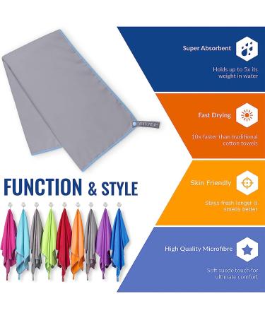 VENTURE 4TH Quick Dry Travel Towel | Fast Drying Microfiber | Essential for Camping, Yoga, Gym | 3 Compact Sizes | Gray Blue | Large 31.5 x 60 - Buy Online on SooperMarket.com