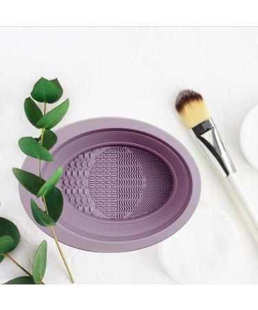 Yajexun Makeup Cleaner - Bowl Scrubber Brushes Foldable Silicone - Portable Washing Tool Mat Cleaning for Brushes Sponge and Puff Women Purple - Buy Online on SooperMarket.com