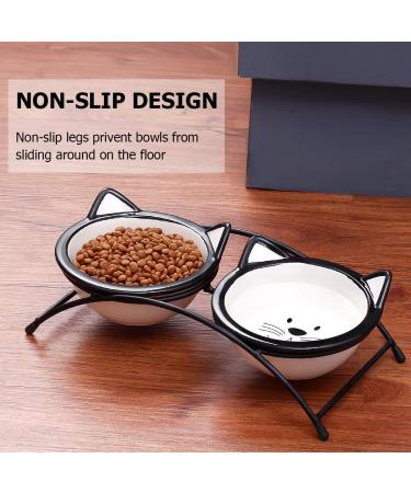 Y YHY Raised Ceramic Cat Food Bowls Set - 12 oz Elevated Pet Dishes with Stand for Cats and Small Dogs - Dishwasher Safe - Buy Online on SooperMarket.com