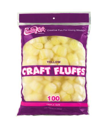 Creativity Street Cotton-Like Polyester Decorated Craft Fluff Ball, Yellow, Pack of 100