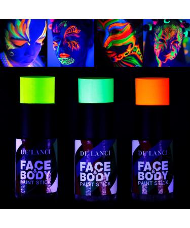 Buy Neon Face Body Paint Sticks Kits - Glow in the Dark DE LANCI Blacklight Reactive Makeup for Adults & Kids - Perfect Blendable Neon Party Supplies in Yellow Red & Green - International Shipping Available - Buy Online on SooperMarket.com