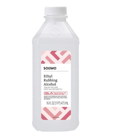 Amazon Brand - Solimo 70% Ethyl Rubbing Alcohol First Aid Antiseptic, 16 Fluid Ounces 16 Fl Oz (Pack of 1)