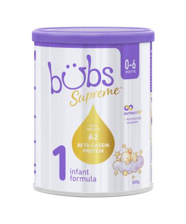 Bubs Supreme Infant Formula, Stage 1, Infants 0-6 months, Made with A2 Beta-Casein Protein Cows Milk, 28.2 oz