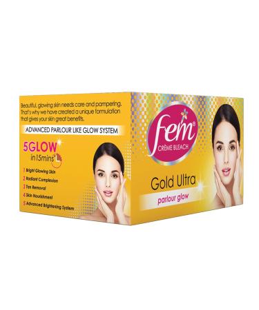Fem Gold Ultra Cream Bleach 30g - Gentle Skin Lightening & Hair Removal for All Skin Types - Buy Online on SooperMarket.com