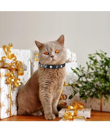 Personalized Leather Cat Collar with Bell and Rhinestone - Adjustable Safety Collar for Cats and Kittens (Black, 7-10 Inch) - Buy Online on SooperMarket.com