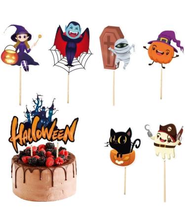 Halloween Cupcake Toppers - Ghost Zombie Pumpkin Witch Castle Halloween Cake Decor For Horror Vampire Parties Birthday Parties Paper Cake Decor Hmltd - Buy Online on SooperMarket.com