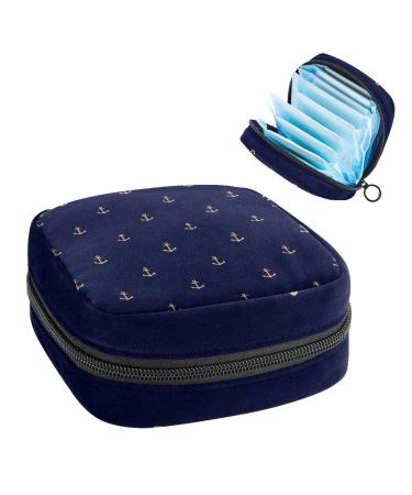Ocean Anchor Nautical Sanitary Napkin Storage Bag Feminine Menstrual Cup Pouches Nursing Pad Holder Tampon Bags Portable Period Bag for Women Teen Girls 1Pcs Multi-colored 7