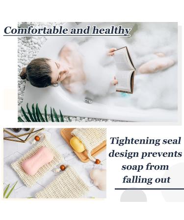Cunhill Sisal Soap Saver Bag with Wooden Bead - Exfoliating and Drying Soap Pouch for Bath and Shower - Buy Online on SooperMarket.com