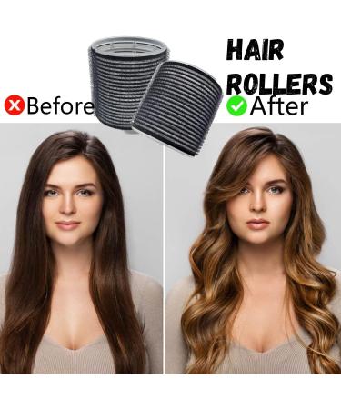 Mabufun Jumbo Hair Rollers Set Hair Rollers Self Grip Curlers For Long Hair No Heat Curlers Heatless Hair Rollers With Clips & Comb 24 Packs (Black 24Pcs) - Buy Online on SooperMarket.com