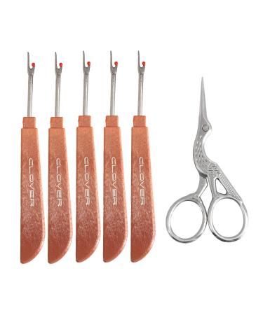 RLECS 5pcs Seam Sewing Thread Ripper Stitch Remover Tool and Stork Scissor Embroidery Scissors Sewing Tool Sewing Accessories