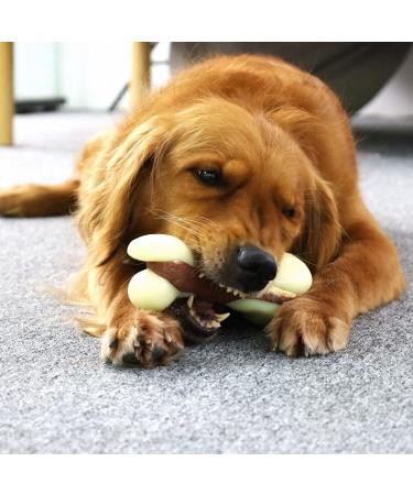 Tikaton Indestructible Dog Chew Toys - Real Beef Flavor for Large, Medium & Small Puppies | Durable Teething Bones for Aggressive Chewers - Buy Online on SooperMarket.com