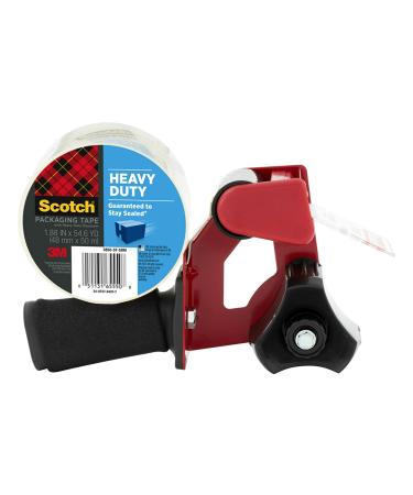 Scotch Heavy Duty Packaging Tape 1.88" x 54.6 yd Designed for Packing Shipping and Mailing Strong Seal on All Box Types 3" Core Clear 1 Roll w/Dispenser (3850-2ST)