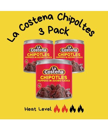 La Costena Chipotles Peppers In Adobo Sauce 199g - Bundle of 3 | Authentic Mexican Flavors - Buy Online on SooperMarket.com