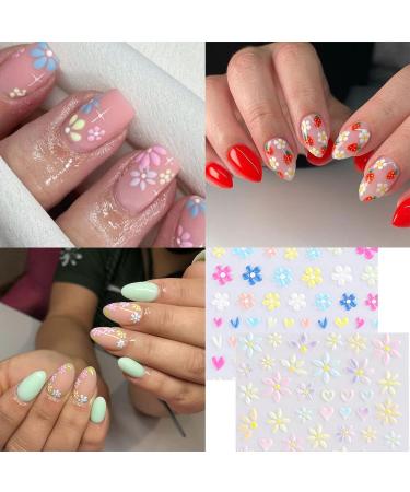 5D Embossed Spring Daisy Nail Art Stickers - Self-Adhesive White Yellow Flower Decals - Buy Online on SooperMarket.com