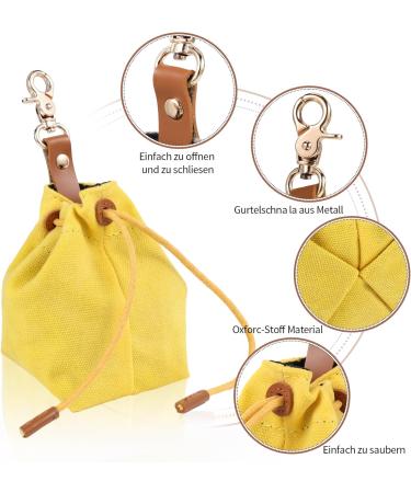 Newofview Dog Treats & Food Storage Bag - Durable Canvas Training Feed Bag with Clip Buckle - Yellow - Buy Online on SooperMarket.com