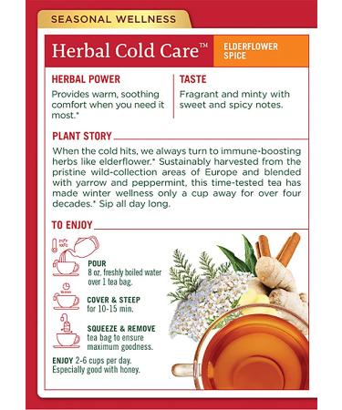 Traditional Medicinals Gypsy Cold Care Tea - 16 Caffeine-Free Wrapped Bags (0.99 oz) for Seasonal Relief - Buy Online on SooperMarket.com