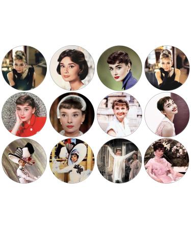 24 x Audrey Hepburn - Classic 4.4cm Edible Wafer Card Disc Cupcake Toppers (NOT PRE Cut)