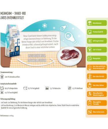 Mjamjam Premium Katzensnack - Tender Duck Breast Fillet Snack Box (40g) - Natural No Synthetic Preservatives - Ideal for Cats - International Shipping - Buy Online on SooperMarket.com