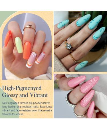 Aikker 20 Spring Colours Dip Powder Nail Kit - 27 Pcs Glitter Purple Pink Orange Acrylic Dipping Powder Set with Base Top Coat Activator - French Nail Art Manicure AK33 - Buy Online on SooperMarket.com