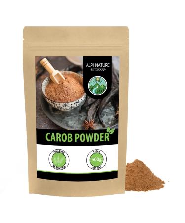 Carob powder (500g 1.1lb) natural and vegan carob gently dried and ground dark carob powder without additives 500 g (Pack of 1)