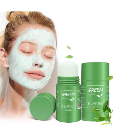 Moulis Green Tea Mask Stick (2 PCs) deep cleaning pores combats acne and blackheads green tea oil control Repair facial mask for all skin types men women