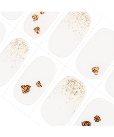 DANNI & TONI 28 Stickers Semi Cured Nail Wraps Soft Self-Adhesive Gel Nail Stickers Salon-Quality Gel Nail Polish Strips Manicure Stickers Set (Opalescent Whisper)-Shimmer Powder Foil Stamping