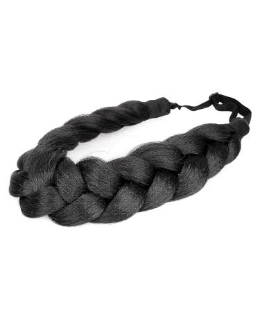 DIGUAN Afro Thick Yaki Straight Wide 2 Strands Synthetic Braided Headband for Black Women - Kinky Straight Natural Black Hairpiece - Buy Online on SooperMarket.com