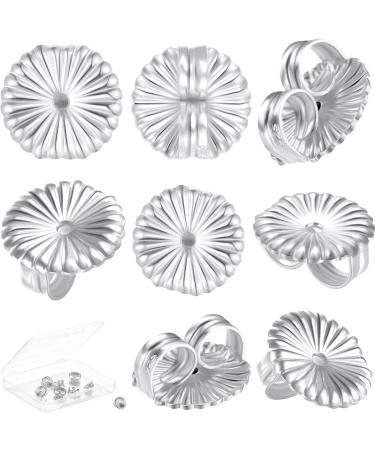 8 Pieces Earring Backs for Droopy Ears Large Earring Backs for Studs Replacement Secure Earring Lifters for Heavy Earring (Silver,9 mm) 9 mm Silver