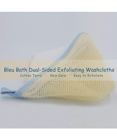 Bleu Bath 6-Pack Dual-Sided Exfoliating Skin Towel - Premium Sturdy Loofah Towel for Oil or Dry Skin - White Terry Body Cloth Scrubber - Buy Online on SooperMarket.com