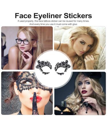 KALLORY 5 Pairs Temporary Lace Eye Tattoos for Halloween Party - Black - Buy Online on SooperMarket.com