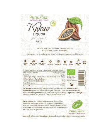 Kocao 100% Organic Raw Criollo Cocoa Mass - Vegan Sugar-Free Chocolate (250g) | Pureeraw - Buy Online on SooperMarket.com