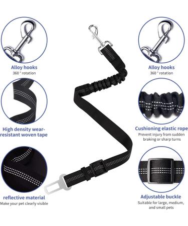 Adjustable Dog Car Seat Belt Harness Pet Safety Belt with Elastic Strap Dog Car Harness for Travel Black 20in-29in long - Buy Online on SooperMarket.com