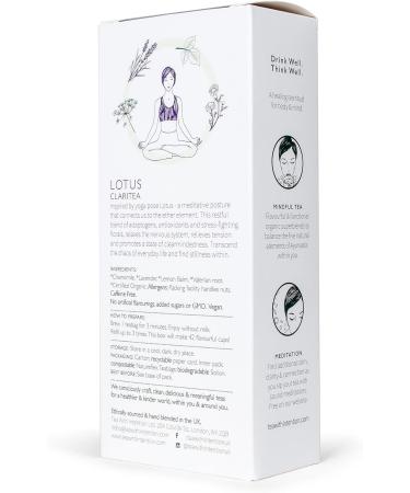 Tea With Intention - Organic Lotus Claritea (Peace) - De-Stress & Sleep Easy. Adaptogen Superblend. Chamomile Lavender Lemon Balm Valerian (14 Bags) (Lavender) - Buy Online on SooperMarket.com