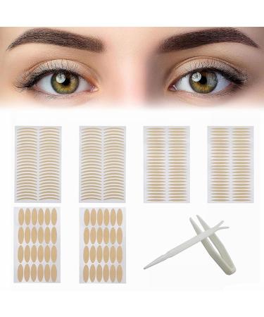 Slide stripes double eyelid stripes loopholes tapes eyelid stripes double-side eyelid tapes eyelid stripes invisible waterproof eyelid adhesive tape with tweezers fork (240pcs))